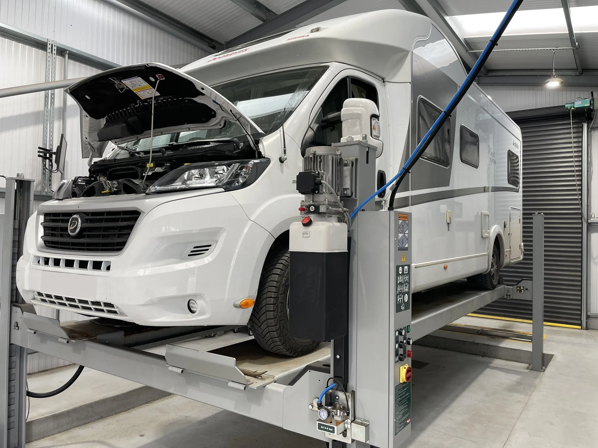 MOT testing bay at M.A Stephenson Autos